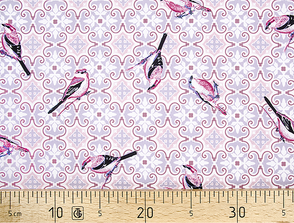 Ткань Gütermann Notting Hill (розовый узор/птицы) 