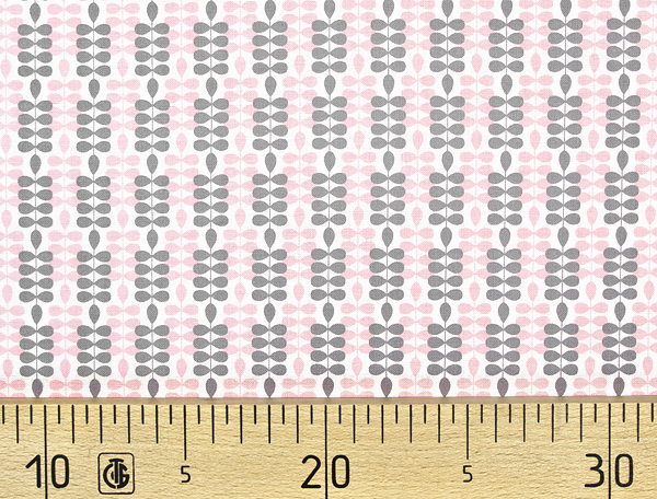 Ткань Gütermann Long Island (розовые и серые веточки на белом) 