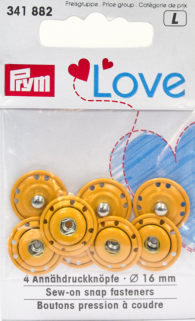 Пришивные кнопки Prym Love оранжевые 16мм (4шт) 