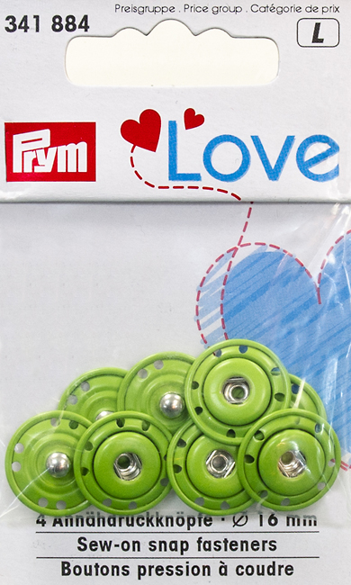 Пришивные кнопки Prym Love зеленые 16мм (4 шт) 