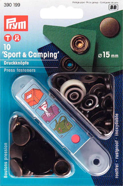 Кнопки Sport+Camping 15мм (10шт) цвет состаренной латуни 