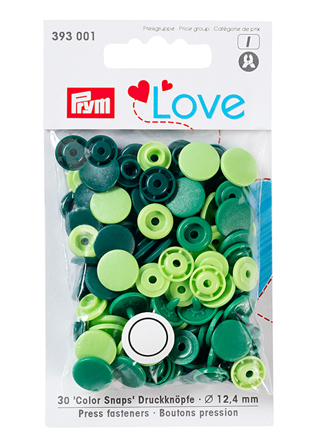 Кнопки Prym Love  "Color Snaps" круглые зеленые, темно-зеленые, салатовые 