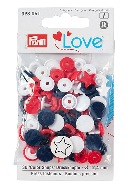 Кнопки Prym Love  "Color Snaps" звезда белая, красная. синяя 