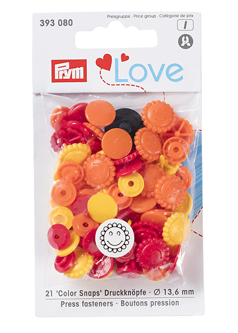 Кнопки Prym Love  "Color Snaps" цветок желтый, красный, оранжевый 